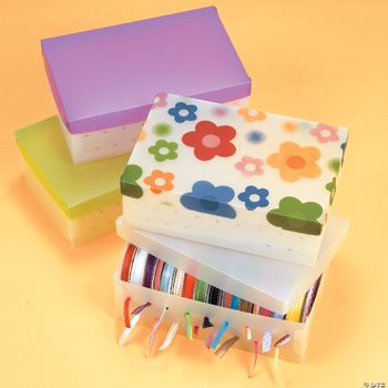 Frosted Ribbon Storage Box With Lid
