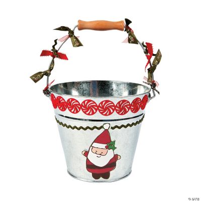 DIY Large Silver Tin Pail Oriental Trading