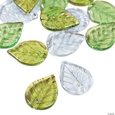 Clear & Green Leaf Bead Mix
