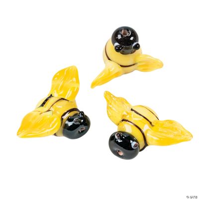 Bumblebee Lampwork Glass Beads - 23mm x 16mm