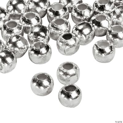 Silvertone Metal Round Beads - 4mm
