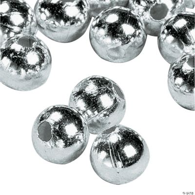 Silvertone Round Beads - 6mm