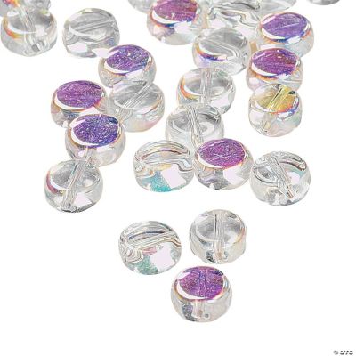 Aurora Borealis Clear Flat Round Beads - 6mm