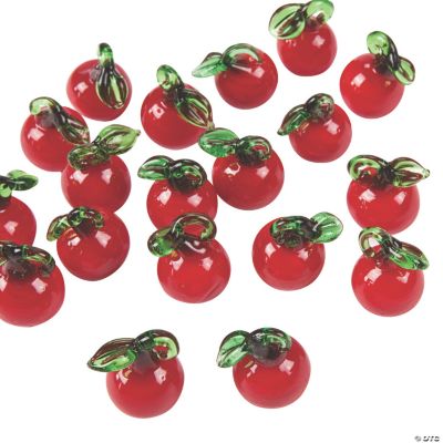 Apple Lampwork Glass Charms - 9mm x 18mm