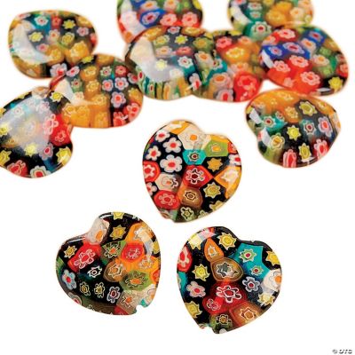 Multi-Colored Millefiori Heart Beads - 17mm