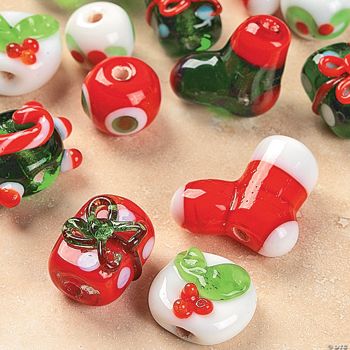 Christmas Lampwork Beads - 5mm-15mm
