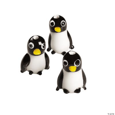 Penguin Lampwork Glass Beads - 11mm x 17mm