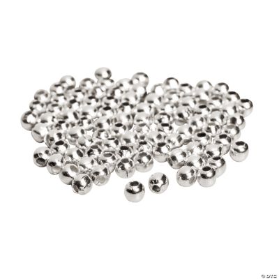 Mini Silvertone Round Beads - 2mm