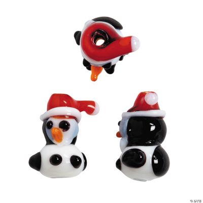 Christmas Penguin Lampwork Beads - 10mm x 18mm