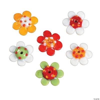 Bright Colored Daisy Lampwork Beads