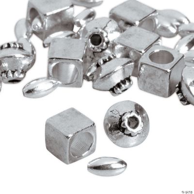 Silvertone Square, Oval & Bicone Beads
