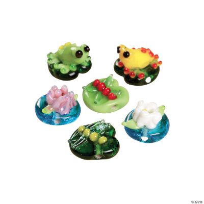 Frog & Lily Pad Lampwork Beads - 12mm - 15mm