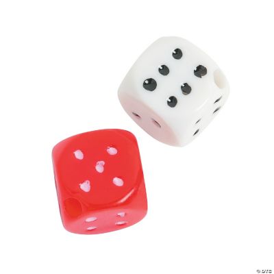 Red & White Plastic Dice Beads - 10mm