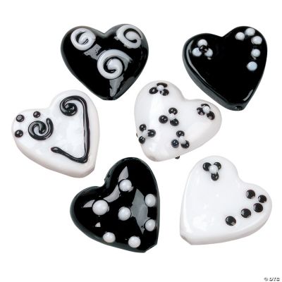 Black & White Heart Lampwork Glass Pendants
