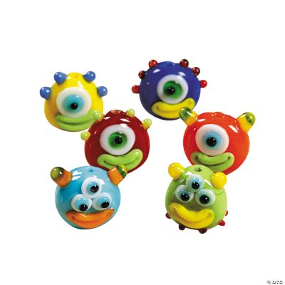 Alien Lampwork Glass Beads - 14mm x 14mm