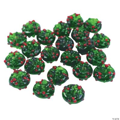 Christmas Wreath Lampwork Beads - 16mm