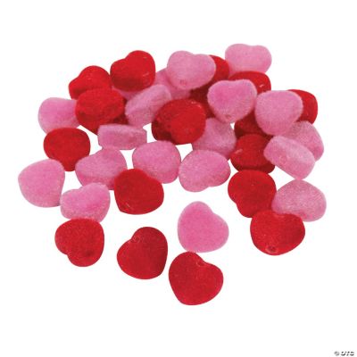 Red & Pink Flocked Heart Beads