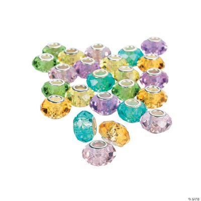 Pastel Faceted Large Hole Beads - 14mm
