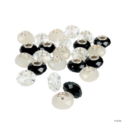 Black & White Faceted Large Hole Beads - 14mm