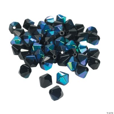Jet Black AB Crystal Bicone Beads - 8mm