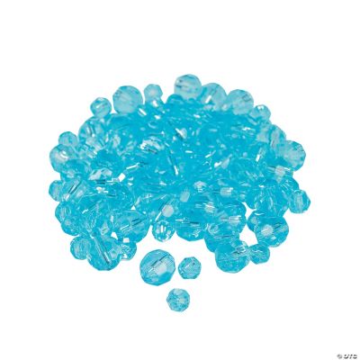Aquamarine Cut Crystal Round Beads - 4mm-6mm
