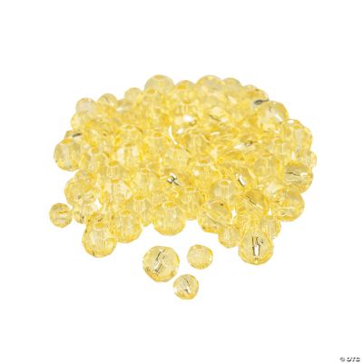 Canary Yellow Cut Crystal Round Beads - 4mm-6mm
