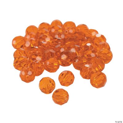 Sunset Orange Cut Crystal Round Beads - 8mm