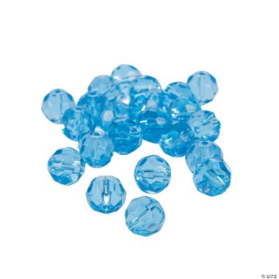 Blue Topaz Cut Crystal Round Beads - 8mm