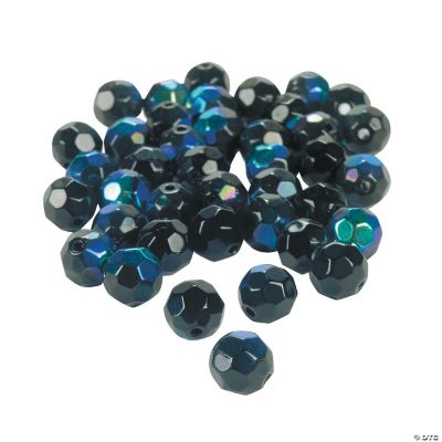 Jet Black AB Cut Crystal Round Beads - 8mm