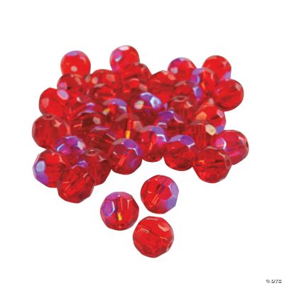Ruby AB Cut Crystal Round Beads - 8mm