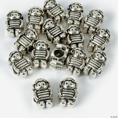 Silvertone Boy Large Hole Beads