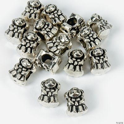 Silvertone Girl Large Hole Beads