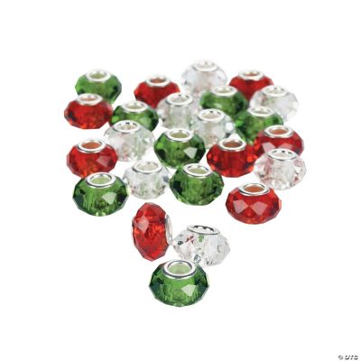 Red, Clear, Green Crystal Large Hole Beads - 14mm