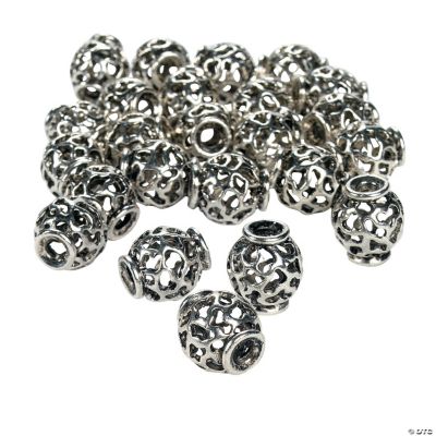 Silvertone Large Cutout Spacer Beads - 16mm