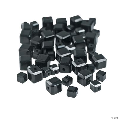 Jet Black Cube Cut Crystal Beads - 4mm-6mm