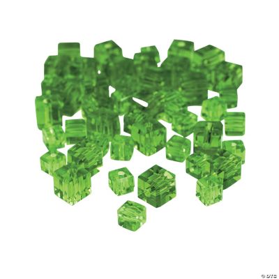 Emerald Cube Cut Crystal Beads - 4mm-6mm