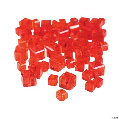 Ruby Cube Cut Crystal Beads - 4mm-6mm