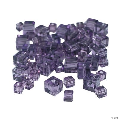 Amethyst Cube Cut Crystal Beads - 4mm-6mm