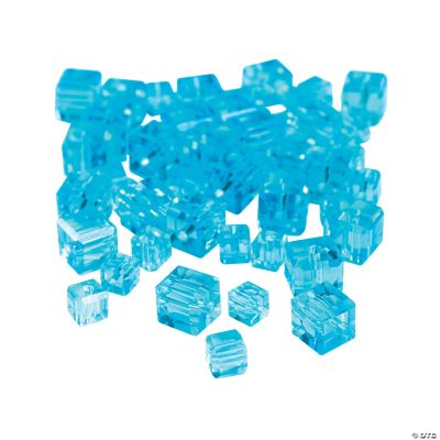 Aquamarine Cube Cut Crystal Beads - 4mm-6mm