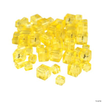 Canary Yellow Cube Cut Crystal Beads - 4mm-6mm