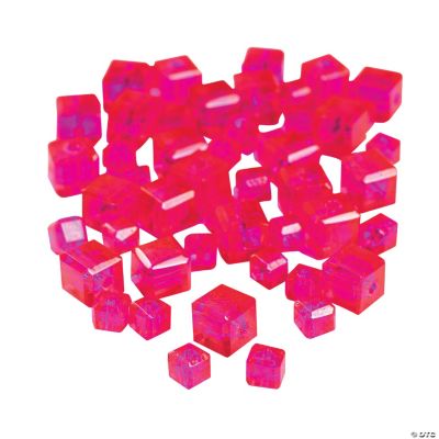 Fuchsia Cube Cut Crystal Beads - 4mm-6mm