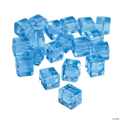 Blue Topaz Cube Cut Crystal Beads - 8mm