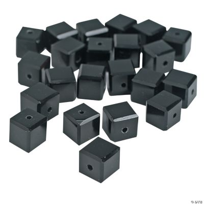 Jet Black Cube Cut Crystal Beads - 8mm