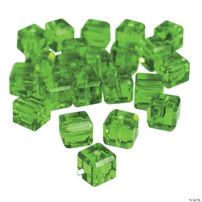 Emerald Cube Cut Crystal Beads - 8mm
