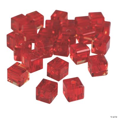 Ruby Cube Cut Crystal Beads - 8mm