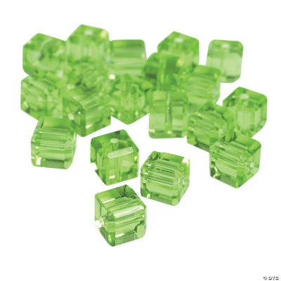Peridot Cube Cut Crystal Beads - 8mm