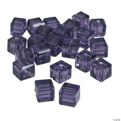 Amethyst Cube Cut Crystal Beads - 8mm