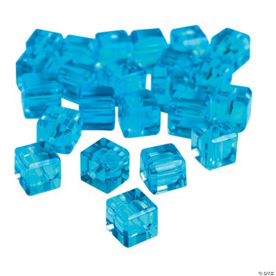 Aquamarine Cube Cut Crystal Beads - 8mm