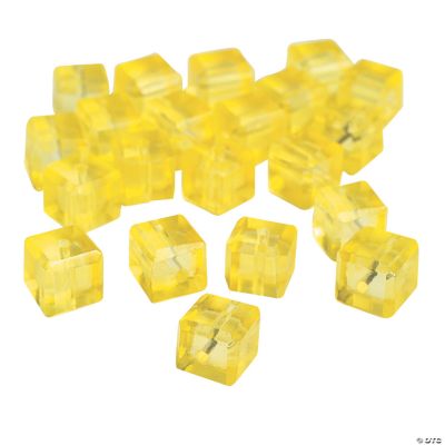 Canary Yellow Cube Cut Crystal Beads - 8mm