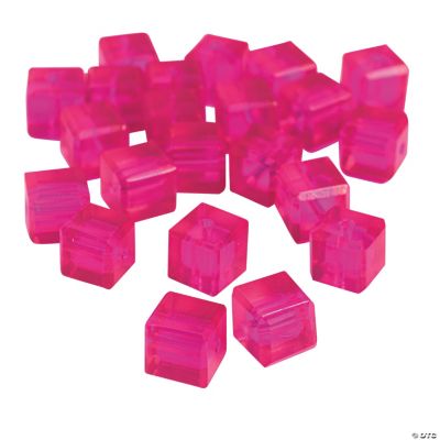 Fuchsia Cube Cut Crystal Beads - 8mm